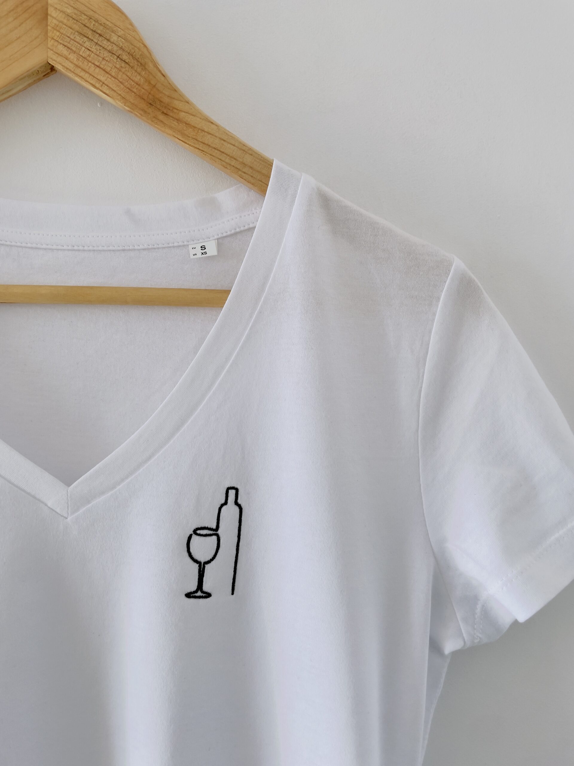 T-shirt w serek | Wino (biały)